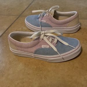 Authentic suede pale color block vans. ( low top)